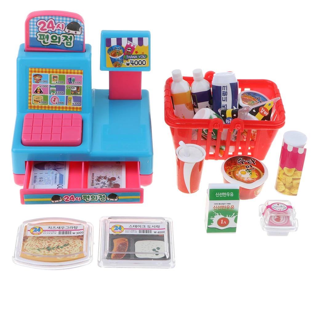 Simulation 24-Hour Convenience Store Cash Register Playset Kids Children's Pretend Play Toy Birthday Gift