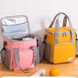 Large Thermal Insulation Lunch Bag Bento Box Storage Bags Fashion Hand-Held Food Container Organizer Portable Cooler Handbag