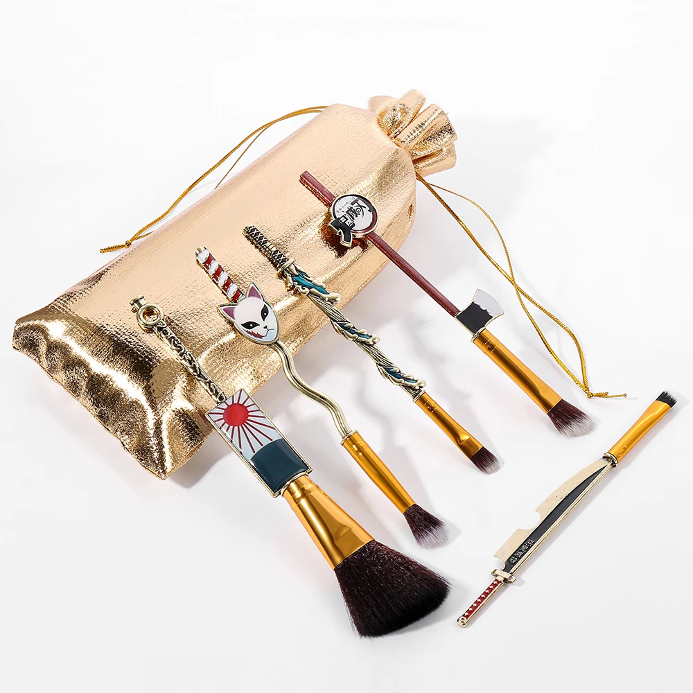 Makeup Brush Set Classic Anime Demon Slayer Makeup Brush Face Cosmetic Powder Highlight Blending Eyebrow Eyeshadow Brush Kit Eye Shadow Applicator Aliexpress