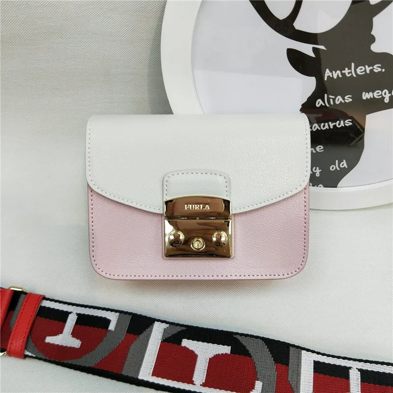 Весна/Лето Новое поступление Оригинальные женские сумки FURLA, высококачественные двухцветные меховые сумки белого цвета с розовым цветом S& L Размер - Цвет: L size