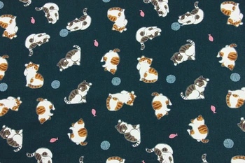 

110*45cm Hydrangea Cat l100% cotton print fabric, handmade DIY garment dress girl children cloth