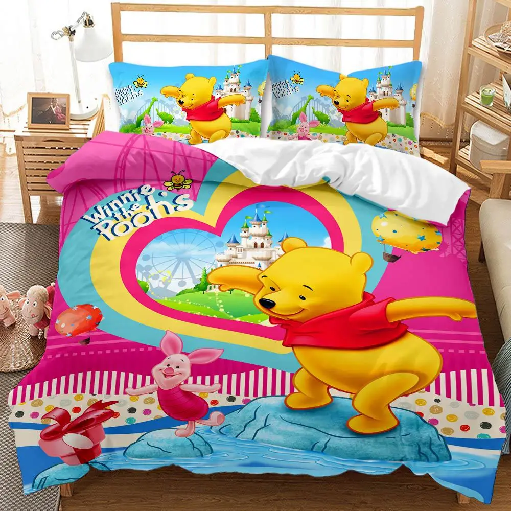 New Brand Mickey Mouse Bedding Set Disney Winnie The Pooh Cartoon Duvet  Cover Set Bed Sheet Pillowcase Twin Full Queen King Size - AliExpress