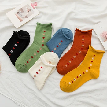 

Short Young lady plaid Ruffle Rolled socks Socks Women selvedge Girls Student College Style Retro Ladylike Style Cotton Socks