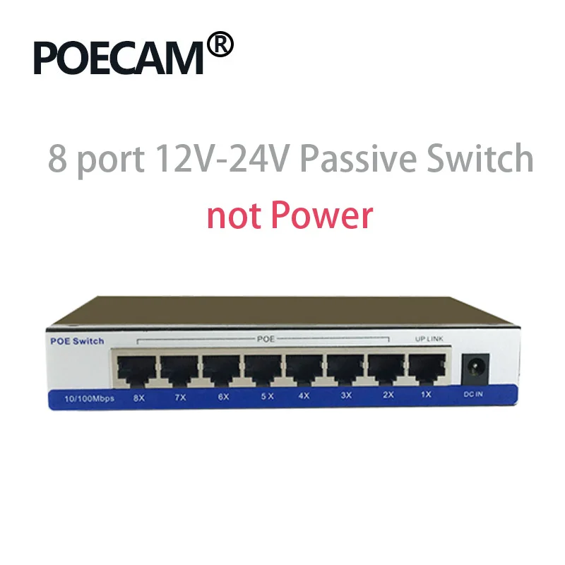 Passive Poe Switch 8 port power ethernet 12V-24V for Ubiquiti Nanostation  Unifi MikroTik RouterOS RouterBoard 24v wifi poe