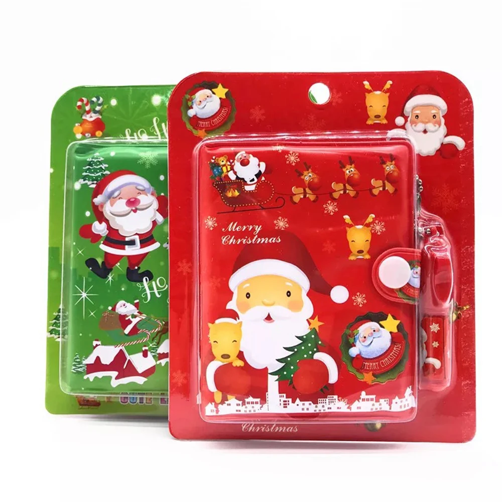 

1 Set Christmas Santa Claus Notepad Mini Notebook Ballpoint Pen Set Memo Notepads Pens Kids Gift Stationery Students