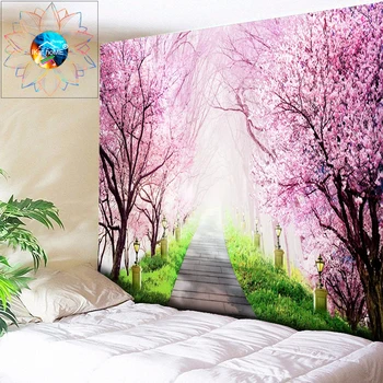 

Pink Flowers Multi-function Psychedelic Tapestry Living Room Mandala Wall Hanging Bohemian Decor Wall Cloth Tablecloth Curtain