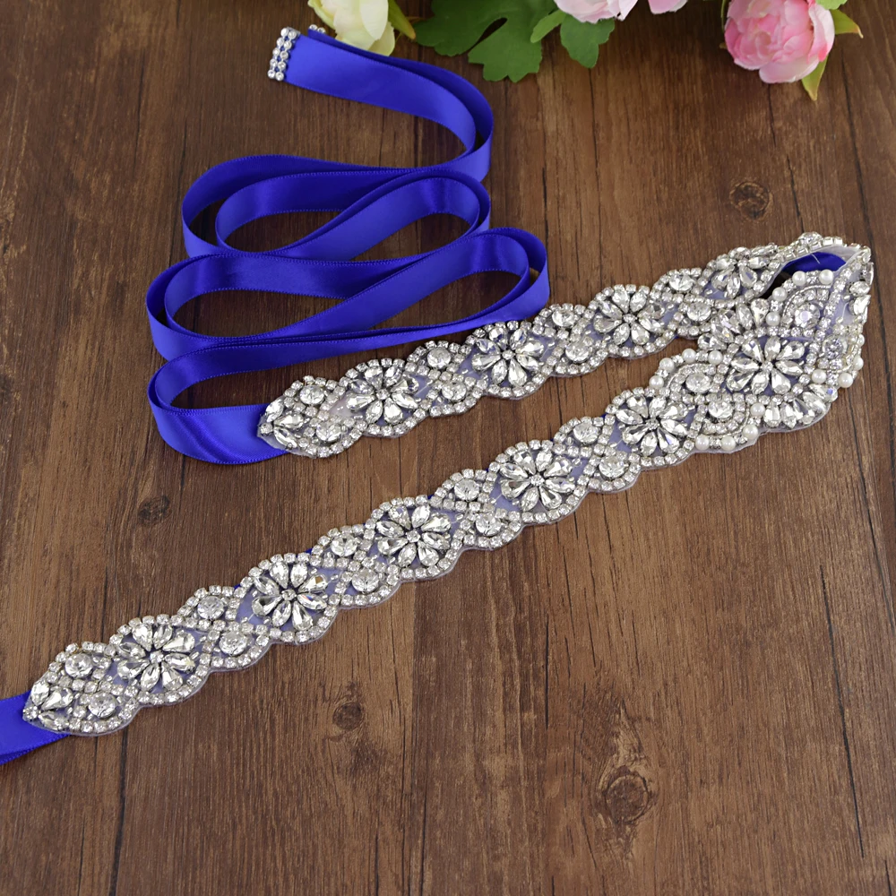 TRiXY S161B Silver Diamond belt Wedding Belt 21inch elegant bridal belt diamond flowers sash wedding belt rhinestone bride belt