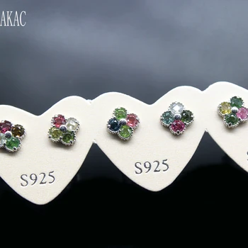 

2pairs/set Free shipping natural tourmaline stud earrings approx6mm send randomly