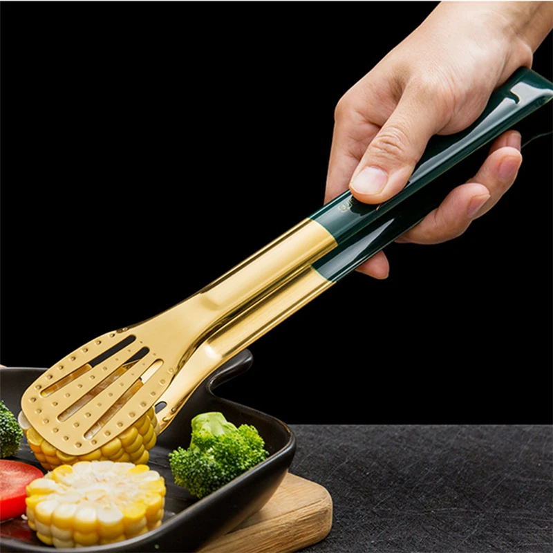 Stainless Steel Food Barbecue Grilling Tongs Heat Resistant Salad Bread Buffet Non-Stick Clip Cooking Clamp Kitchen Accessories