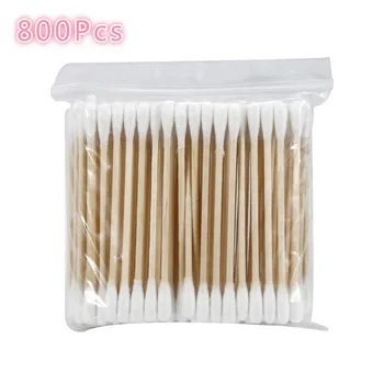 

800 Pcs Double Head Disposable Makeup Cotton Swab Soft Cotton Buds For Medical Wood Sticks Nose Ears Cleaning Tools Cotonete