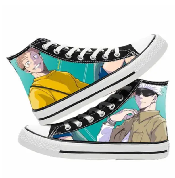 Jujutsu Kaisen Gojo Satoru Cosplay Shoes Canvas Fashion Casual Men Women College Anime Cartoon Students High Help