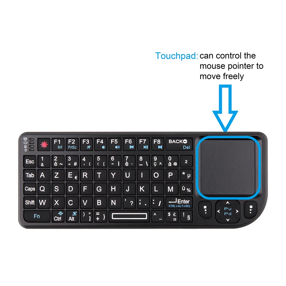 Mini 2.4g rf Wireless Keyboard Spanish Keyboard Backlight Touchpad Smart tv Box 2.4g rf Teclado sem Fio Espanhol Francês Russo Inglês Backlight Teclado Touchpad Mouse para pc Notebook Caixa de tv Inteligente - Imagem 4