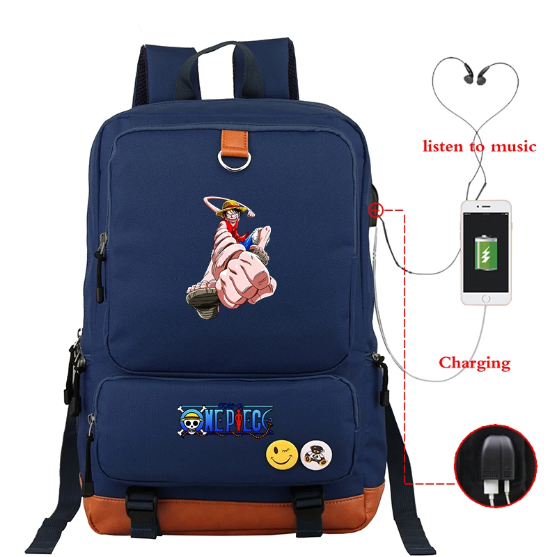 Anime Black Backpack USB Charging Large Capacity Bagpack Unisex School Bags Backpacks Travel Bag for College Bookbag Sac A Dos - Color: Backpack 22