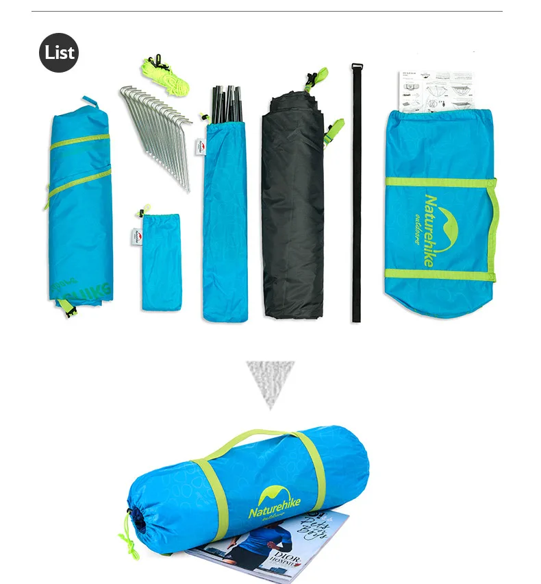 NatureHike для 2-4 человек палатка серии P Классическая палатка 210T ткань хорошая Водонепроницаемая непромокаемая трехсезонная походные палатки