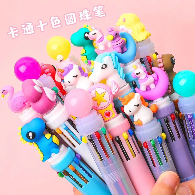 Kawaii Cute Animal Cartoon penne a sfera 35 colori School Office Supply  cancelleria 10-penne multicolori - AliExpress