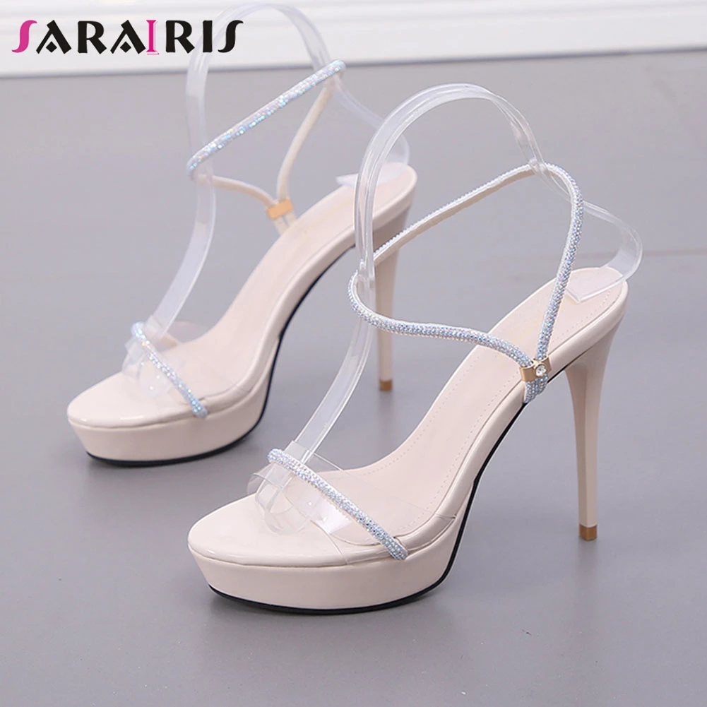 

SARAIRIS Lady Summer Sexy Concise Transparent Sandals High Thin Heels Party Sandals Women Summer Bridal Platform Shoes Woman