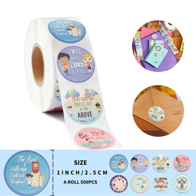 500PCS Round Religious Stickers Labels 8 Styles Pattern Christian Bible  Verse Sticker for Kids School Baby Cute Toy Stickers - AliExpress