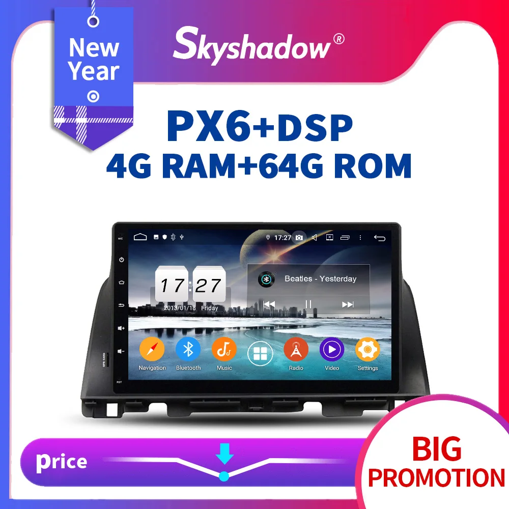 PX6 автомобильный dvd плеер DSP 10.0.1 &quotIPS Android 10 0 4 Гб + 64 ROM Bluetooth 5 Wifi GPS карта RDS радио для