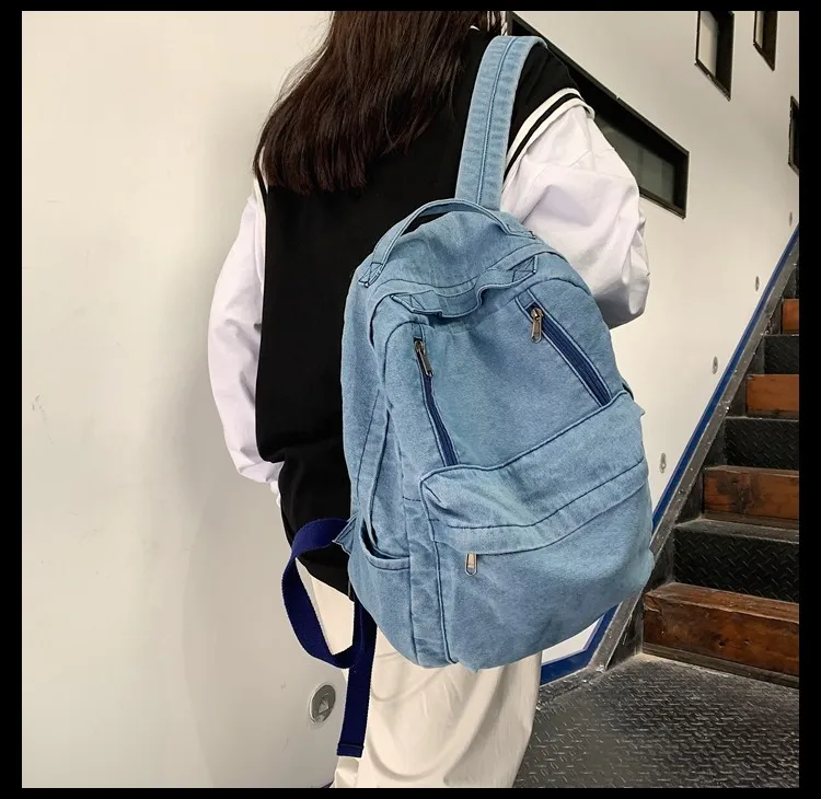 2021 New Denim Women Backpack Retro Travel Bagpack Large Capacity Backbag College Student school bags for teenager girls Rugtas functional and stylish backpacks