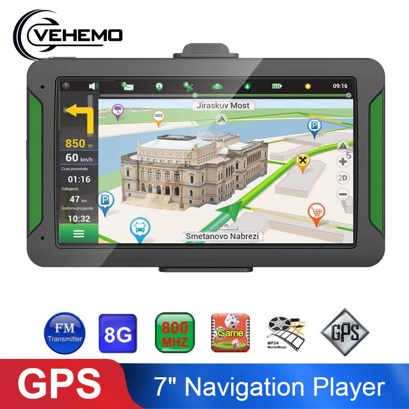 

Car GPS Navigator 7 Inch Hd Press Screen 8Gb Built-In Memory +256 MB Running Memory Driving Navigation North America/Europe Map