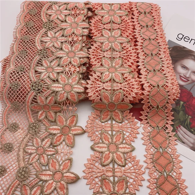 16colors in stock  Wholesale new Polyester Venise Lace suit african lace for wedding DIY crafted light shell pink