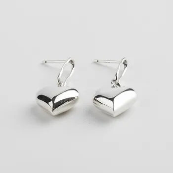 

100% 925 sterling silver earrings female punk style plain love heart-shaped earrings girl fashion light luxury jewelry