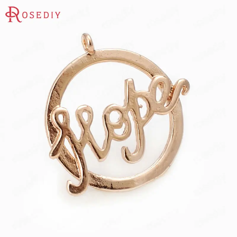 

(D572)6 pieces20x20MM 24K Champagne Gold Color Plated Brass Hope Charms Pendants High Quality Diy Jewelry Accessories