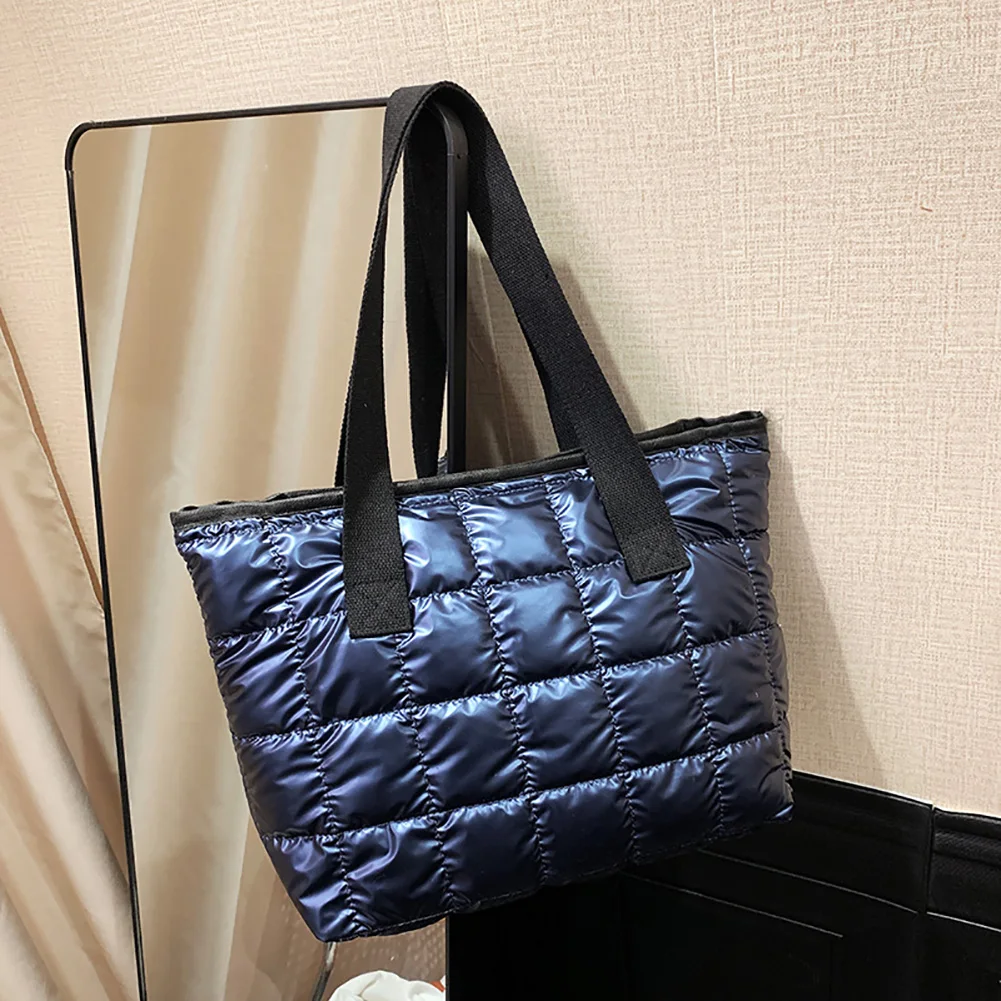 Casual Nylon Cotton Padded Quilted Handbags Ladies Large Capacity Top-handle Bags Totes Solid Color Women Fashion Shoulder Bags mini crossbody bag