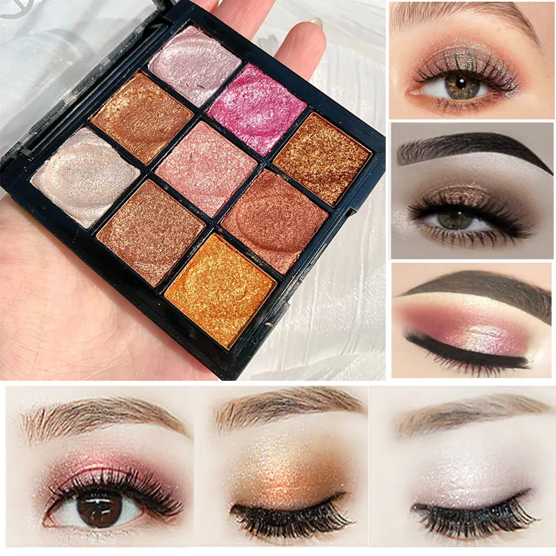 

9 Colors Professional Long Lasting Eye Shadow Glitter Eyeshadow Shiny Eye Cosmetics Makeup Shimmer Eyes Palette Shadows Beauty