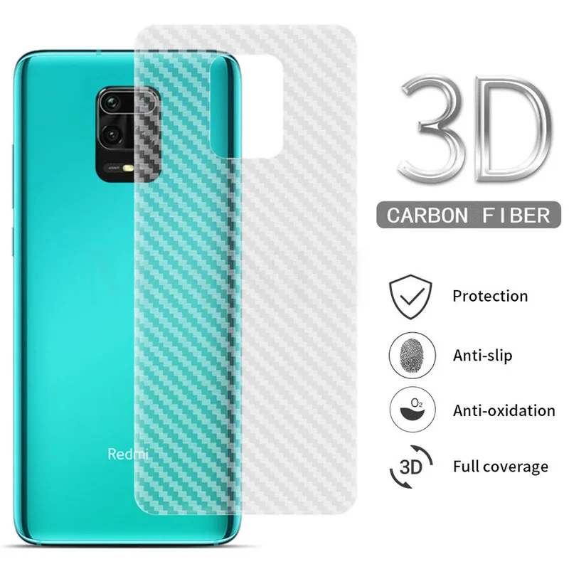 5Pcs Carbon Fiber Back Screen Protector for Xiaomi Redmi Note 9 Pro Max Mi Poco X3 NFC Back Sticker Film for Redmi Note 9S 9Pro afbeelding