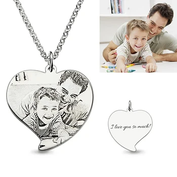 

Uonney Wholesale Mother Necklace Custom Engraved Heart Photo Necklace Silver Personalized Jewelry For Mother's Day Gift