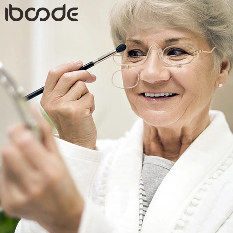 

iboode New Portable Folding Magnifying Eyeglasses Reading Glasses Women Make Up Metal Clear Lens Presbyopic Eyewear +1.0 To +4.0
