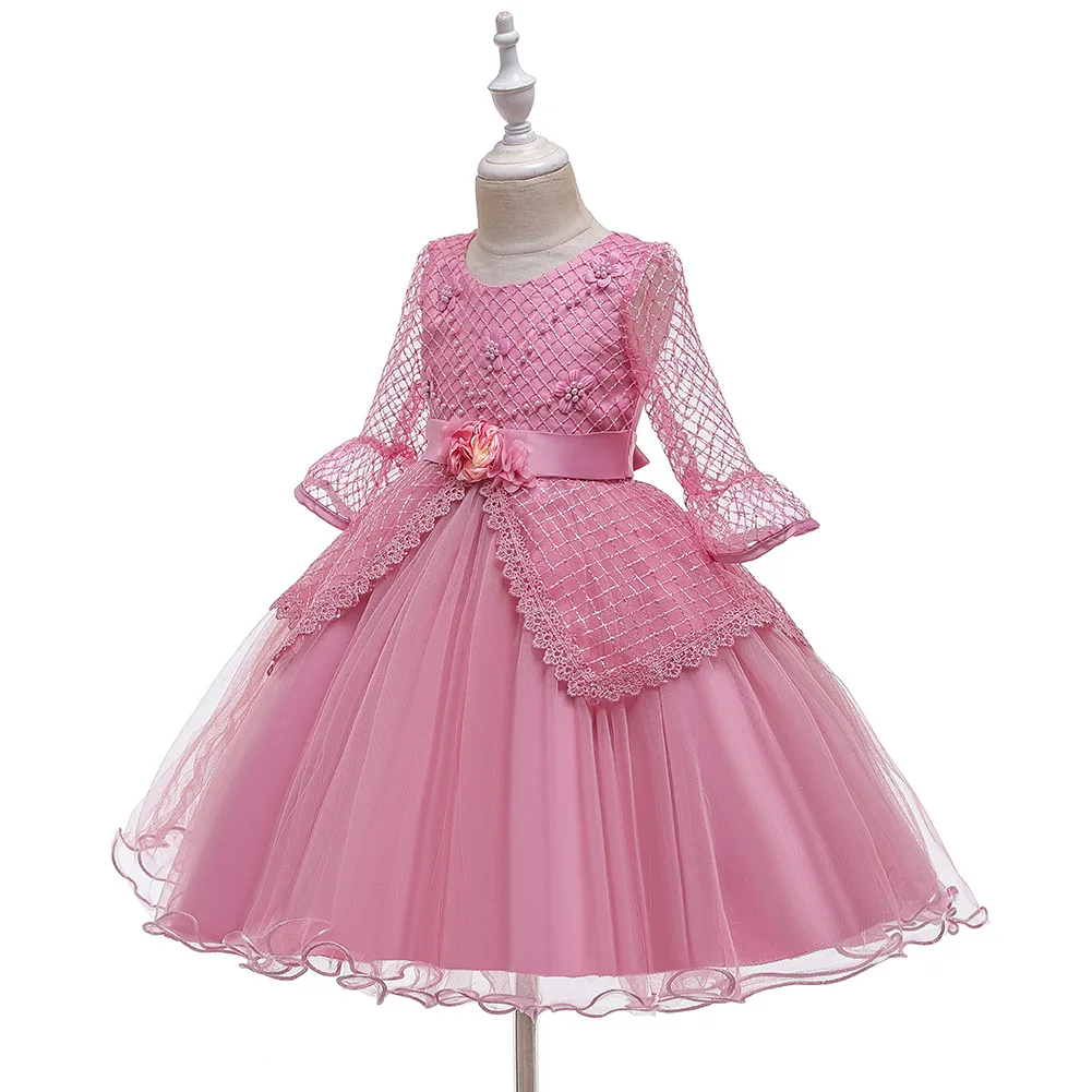 Kids Princess Party Dresses for Children 3 To 10 Years of Age Children Christening Gown Pink Blue Wedding Dresses for Girls