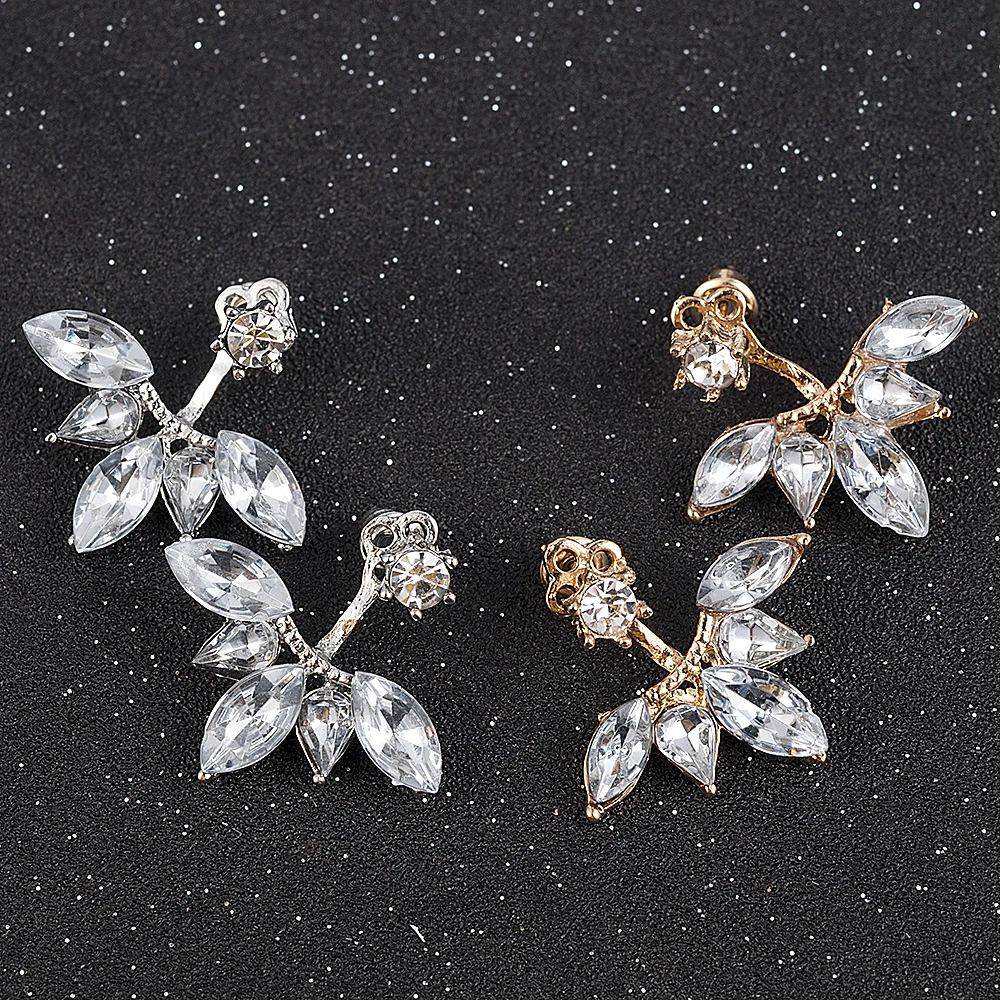 Корейские серьги пусеты с золотыми кристаллами модные для женщин|crystal stud