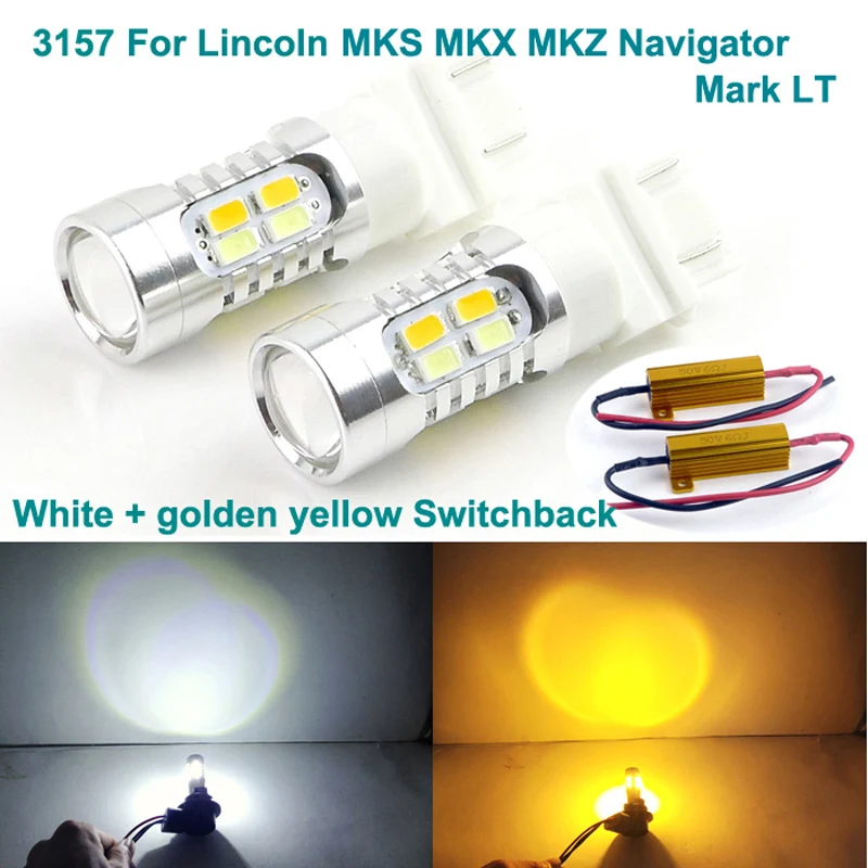 For Lincoln MKS MKX MKZ Navigator Mark LT Ultra bright 3157 Dual Color