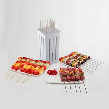 

16 Bamboo BBQ Satay Kebab Kabob Shish Maker Skewers Grill Meat Cutter