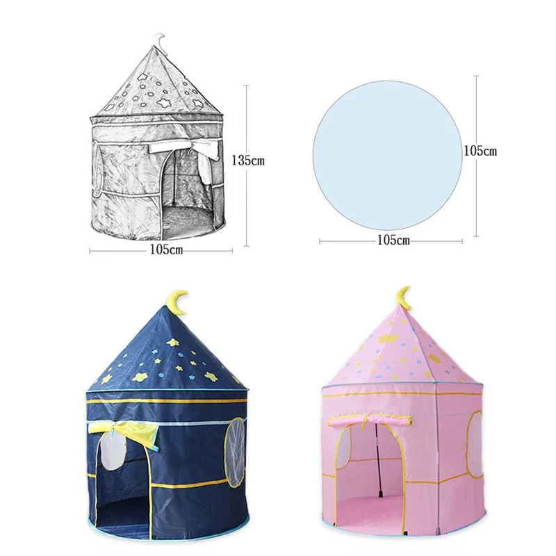 135*105cm Present Children Teepee Tent Kid Tent House Portable Princess Castle Play Tent Birthday Christmas Gift