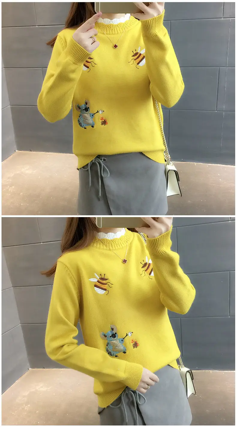 sweater for women Sweater Women's Autumn Winter Embroidered 2022 New Loose Korean Female Student Wear Pullover Sweater Women's Blouse cardigan