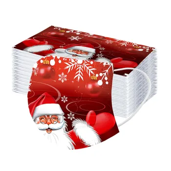 

10/50PCS Woman Christmas Snowflake Print Mask Disposable Mask Non-woven 3 Ply Windproof Anti-pollution Mask Mascarillas Masque