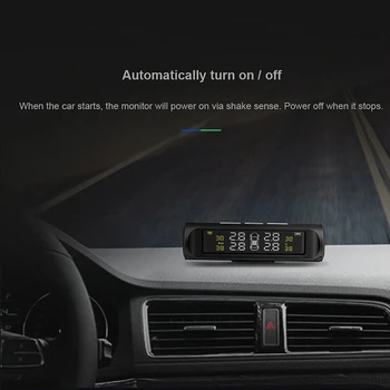 

Solar Power Car TPMS Wireless Tire Pressure Monitor Alarm System LCD Display