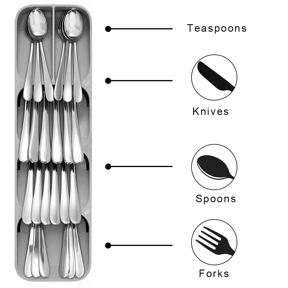 NICEYARD, кухонный стеллаж для хранения, практичный органайзер для столовых приборов, ящик для хранения, органайзер для ящиков, лоток, ложка, столовые приборы, отделочная отделка