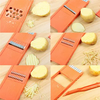 

Orange Vegetable Cutter With Steel Blade Slicer Potato Peeler Carrot Cheese Grater vegetable slicer Kitchen Accessories
