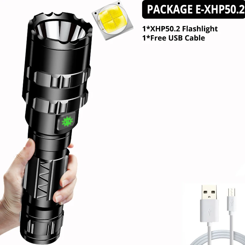 Package E-XHP50.2 Самый мощный XHP50.2 светодиодный светильник-вспышка Xlamp алюминиевый охотничий L2 водонепроницаемый 5 режимов фонарь светильник Lanterna 18650 26650 аккумулятор - Испускаемый цвет: Package E-XHP50.2