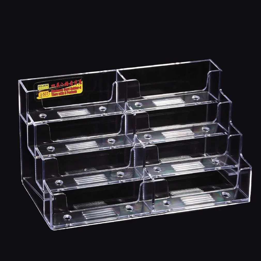 

Portable Clear Desk Shelf Storage Display Stand Acrylic Plastic Transparent Desktop Business Card Holder