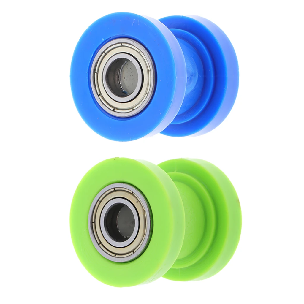 2PCS 10mm Idler Pulley Blue Chain Tensioner Roller for Motorcycle Blue+Green