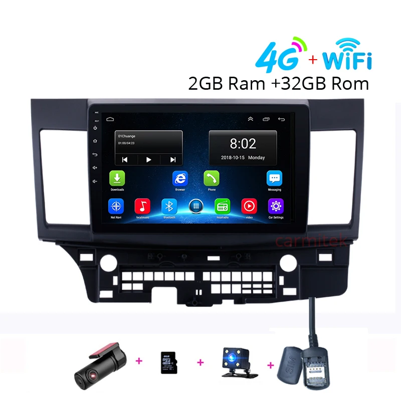 10," Android 9,0 автомобильный Радио мультимедийный плеер для Mitsubishi Lancer 2007-2012 экран wifi Bluetooth gps навигация головное устройство - Цвет: 2GB DVR8GBCam