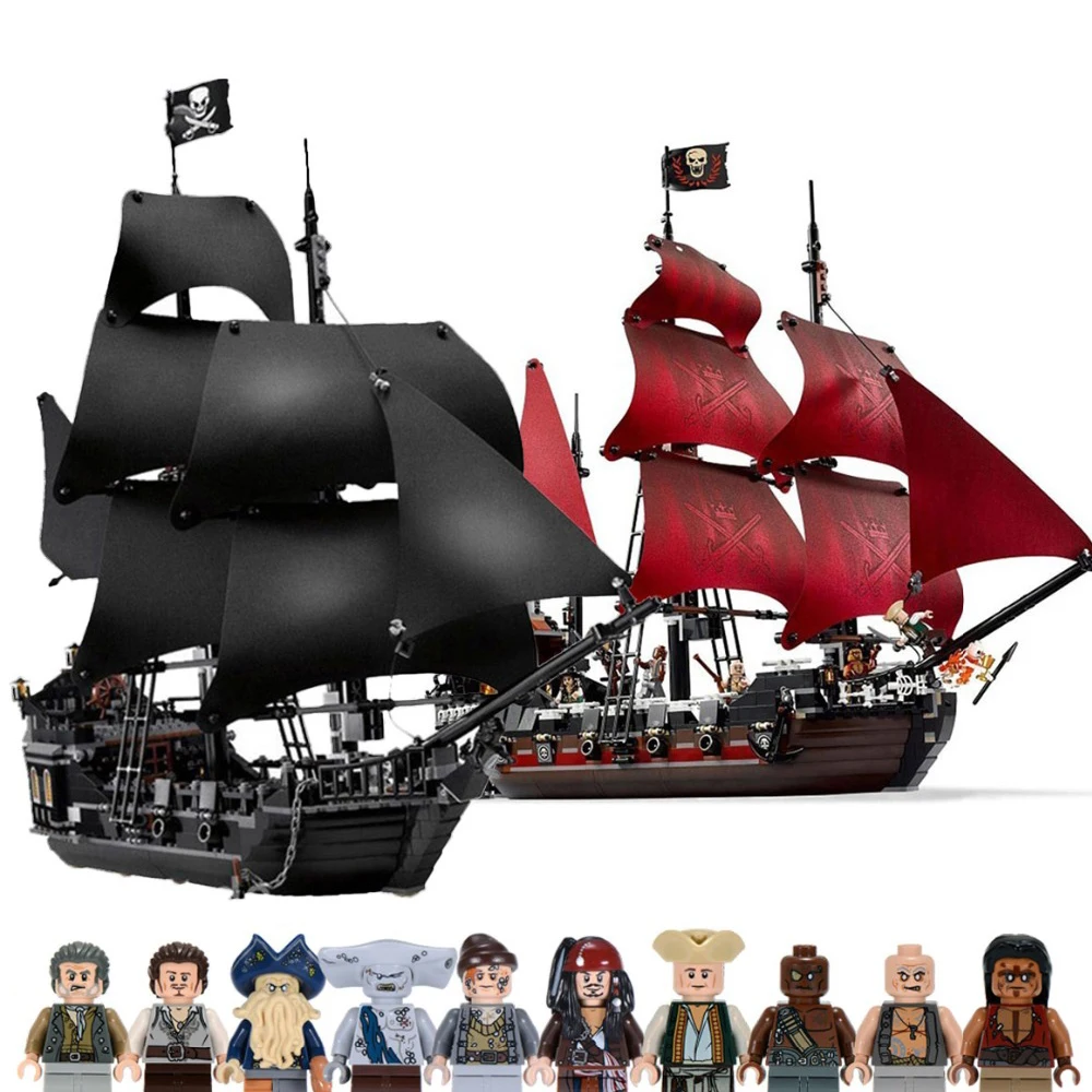 

Black Pearl Ship Compatible With Legoinglys Pirates Ships 4184 4195 Caribbean Model Building Blocks Boys Birthday Gifts Kid Toys