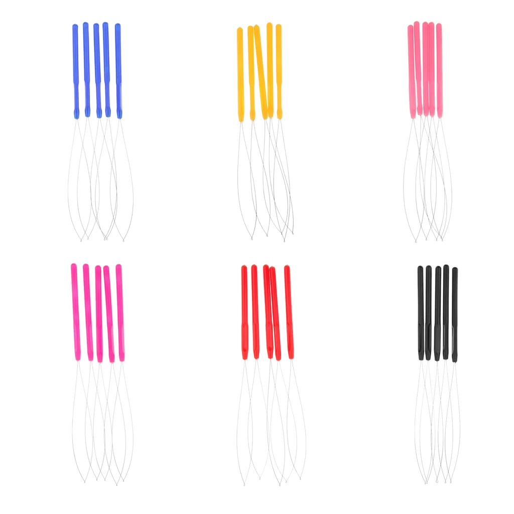  6 pcs Wood-like Hair Extension Loop Needle Threader Wire  Pulling Hook Bead Tool for Silicone Link Rings Beads and Feathers  Extensions Loop Tools : Industrial & Scientific