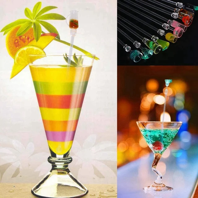 10Pcs Cocktail Stirrer Drink Mixing Stick Set Acrylic Cocktail Mixer Blender Bar Supplies Swizzle Stirrer 4