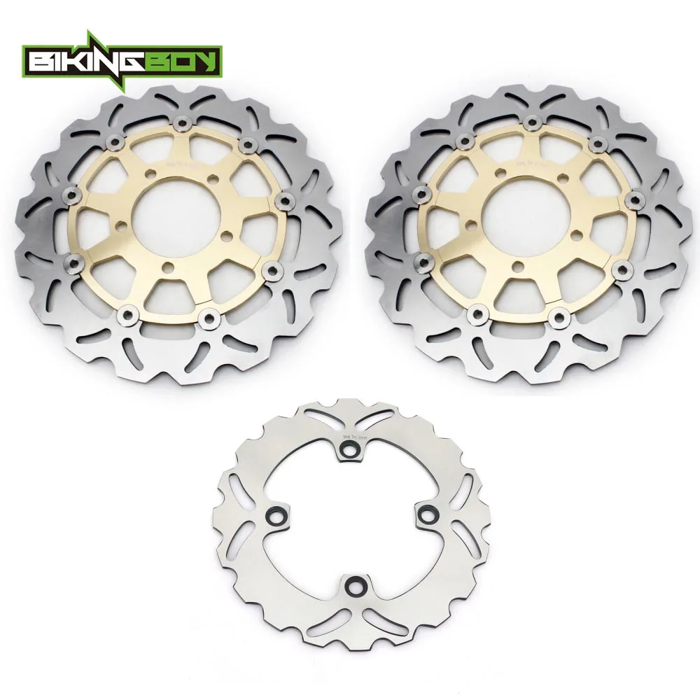 Wavy Gold BIKINGBOY для KAWASAKI ER-6F ER-6N 06-16 ZX10R 04-07 ZX6R 636 05-06 ZX-6R 600 07-17 KLE 650 спереди и сзади тормозные диски роторы - Цвет: Wavy Gold